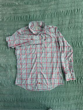 Southern Point Co Men's Casual Plaid Button-Down Shirt - Green & Pink-Med